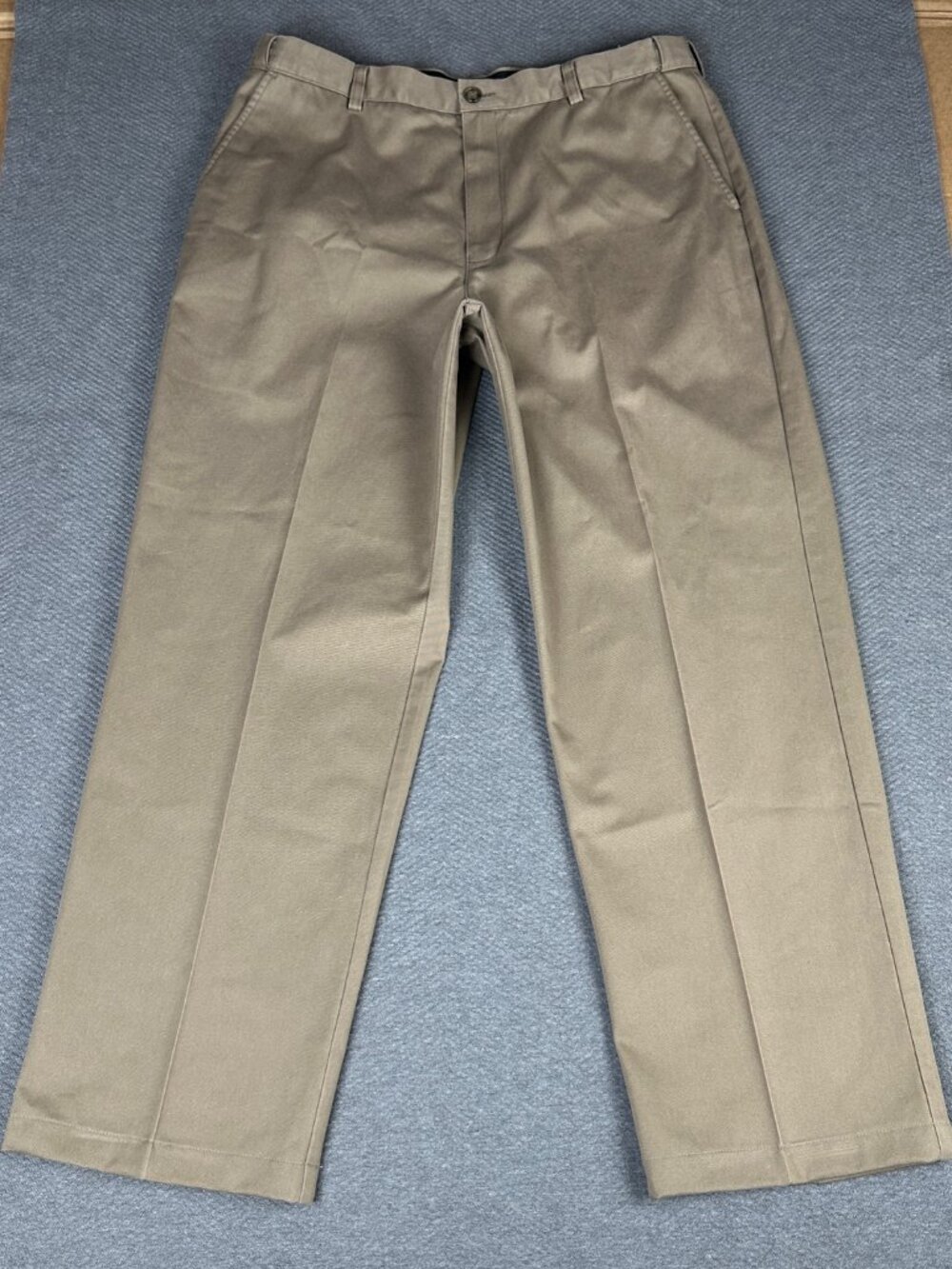 LL Bean 38x32 Tan Khaki Comfort Waist Chino Flat Front Straight Leg Pants 245698